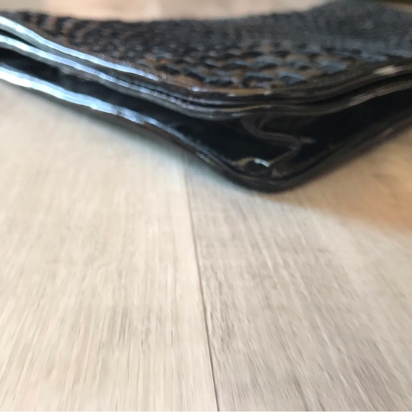 Cole Haan Genevieve Oversize Clutch Bag Abstract Woven Patent and Suede Leather - Picture 11 of 14